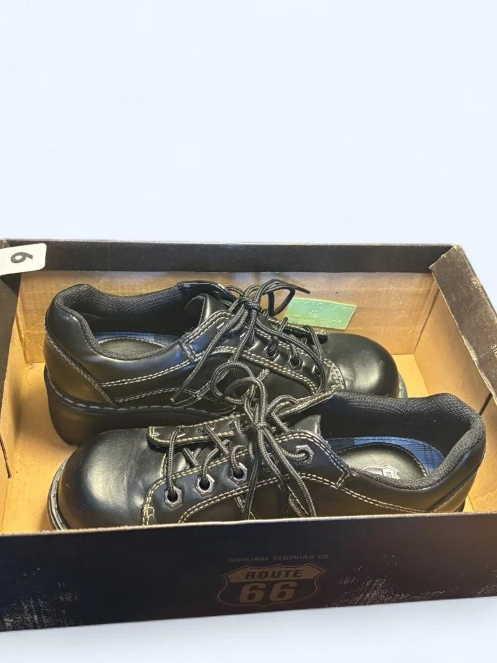 Vintage Y2K Route 66 Chunky Platform Shoes Sz 6 Black Dark Academia Original Box
